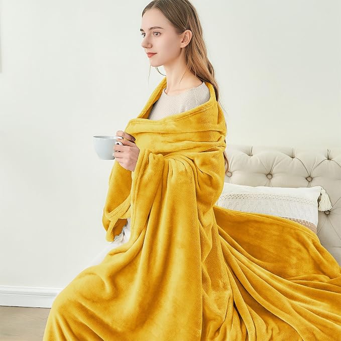 BEDELITE Fleece Blanket Soft Plush Twin Size Blanket Yellow 60"x80" | Ultra Soft Fleece, Plush Microfiber, Lightweight Warmth, All Season Comfort, Fade Resistant, Machine Washable, Couch Sofa Bed