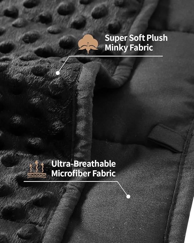 Mr. Sandman Weighted Blanket for Adults, Queen Size 20 lbs, 60 x 80 Inches | Cooling Soft Minky for Hot Sleepers; Machine Washable; Filled with Glass Beads; Heavy Bed Throw for Sleep; Black