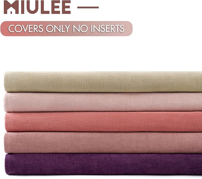 MIULEE Plum Purple Chenille Couch Throw Pillow Covers, 18x18 | Set of 2, Soft Farmhouse Modern Home Decor, Decorative Pillowcases for Sofa Living Room Bed