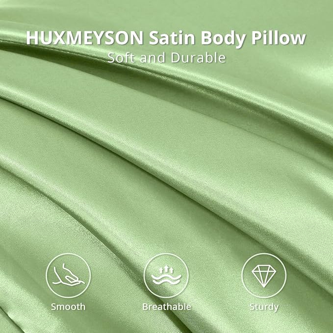 Body Pillow with Satin Pillowcase, Body Pillow for Adults, Removable Cover, Green (20"x54") | 20"x54", Removable Cover, OEKO-TEX Certified Down Alternative Filling,Washing Machine