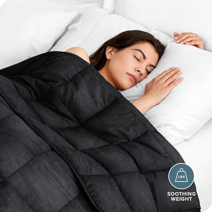 Bare Home Minky Fleece Weighted Blanket (Black, 40"x60" 10lbs) | Twin or Full Size, Minky Fleece, Premium Heavy Blanket Nontoxic Glass Beads