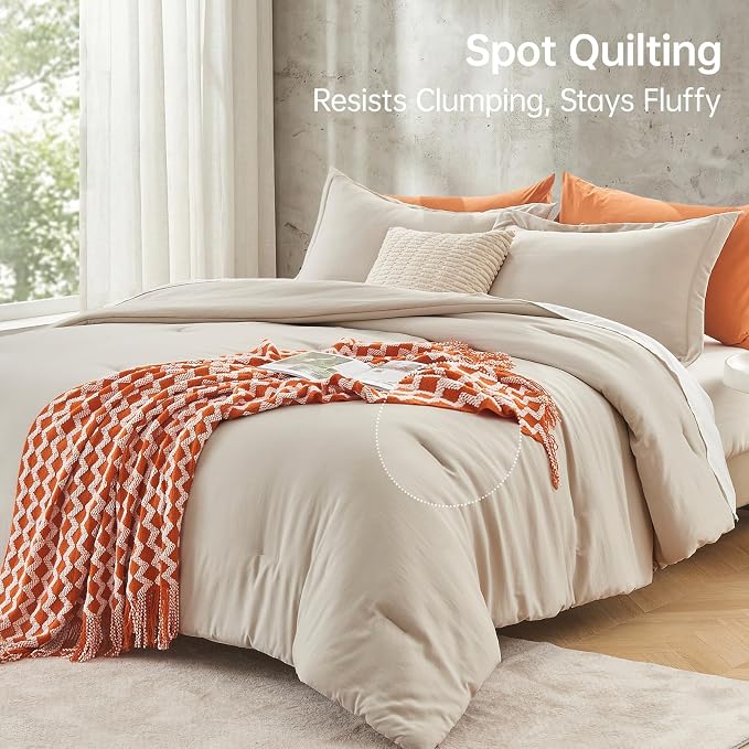 King Size Comforter Set, All Season Ultra Soft Down Alternative Bedding - 3 Piece Lightweight Bed Set Includes 1 Comforter (104"x90") and 2 Pillow Shams (20"x36"), Linen
