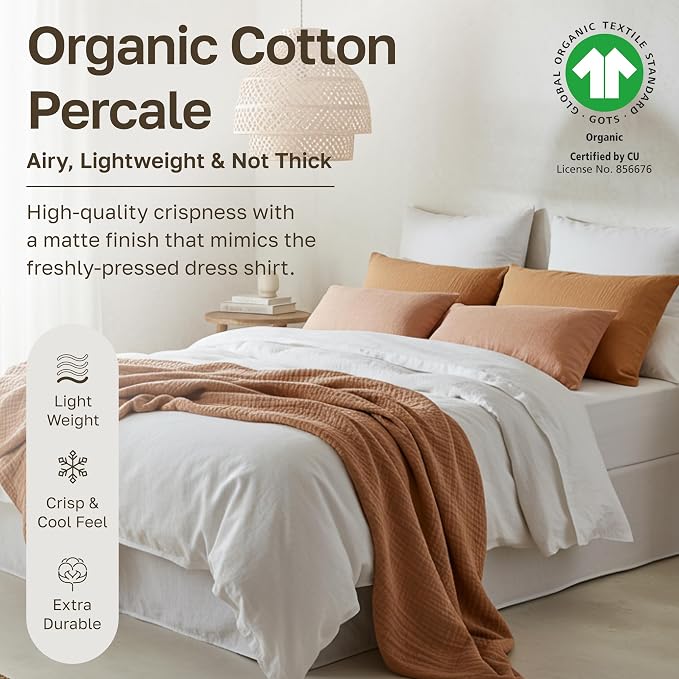 California Design Den 100% Organic Cotton King Bed Sheet Set, Olive Green | GOTS Certified, Lightweight Crisp & Airy Percale For Hot Sleepers, 15" Deep Pocket, All-around Elastic, Easy Care