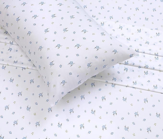 RUVANTI 100% Cotton Percale Sheets Twin XL, Phulkari | Crisp Cooling, Deep Pocket 16", Soft Breathable & Durable, Hotel-Style, 3 Piece Set