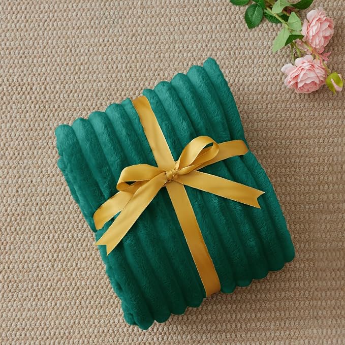 BEDELITE Ribbed Twin Blanket for Couch & Bed, Emerald Green, 60"x80" | Ultra-Soft Plush Fleece, Cozy, Warm Yet Lightweight, Ribbed Texture, Home Decor, Machine Washable, Giftable, All-Season Use