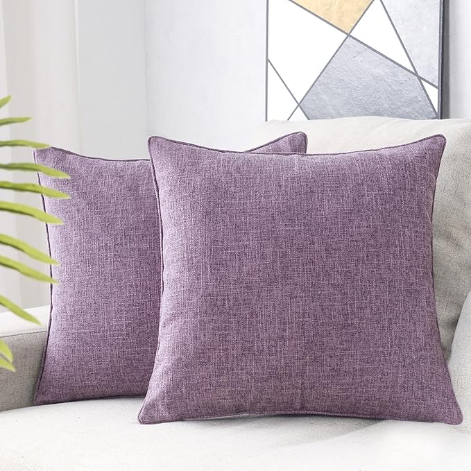 HPUK Throw Pillow Covers 18x18, Set of 2, Lavender Mist Couch Pillow Covers | Polyester fabric, solid-color design, hidden zippers, machine washable, for sofas and beds, inserts not included