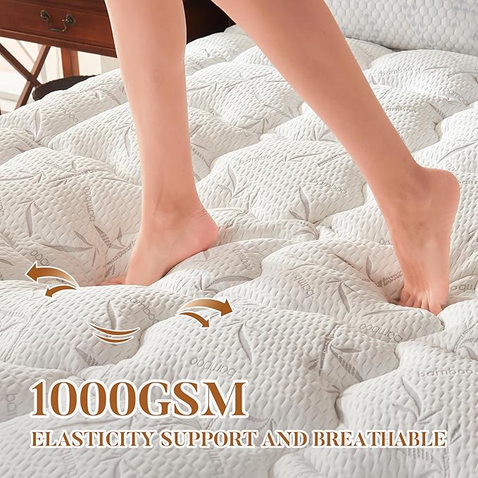 PRIMESOFT King Size Mattress Topper, Thick Pillow Top Mattress Pad，Up to 21 Inch Deep Pocket,Soft Breathable Mattress Pad for Back Pain, Waterproof Protector Cover(White)
