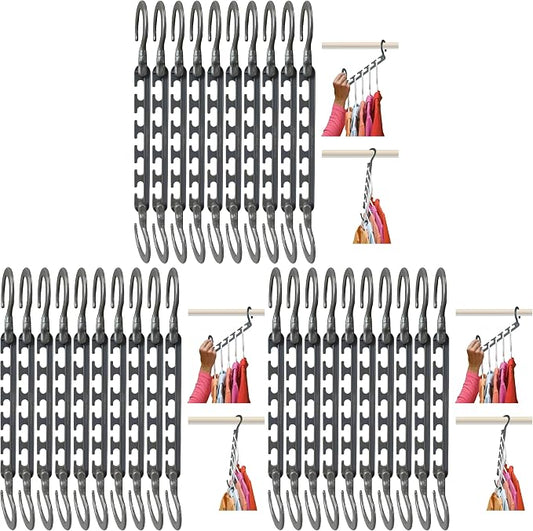 Wonder Hanger Max 30-Pack Space Saving Hangers, Reinforced Hooks Swivels 360°, Cascading Hanger, College Dorms & Storage Closet Organizer, Fully Assembled – Grey