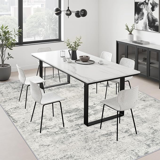 5x7 Area Rug Living Room: Modern Washable Indoor Soft Carpet Gray | For Bedroom Dining Room Farmhouse Nursery Hallway Office,Modern Abstract,Machine washable,Non-Slip,Stain Resistant,Indoor