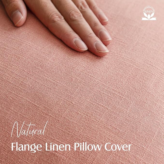 Foindtower Linen Solid Decorative Throw Pillow Covers 22x22 Inch Coral Pink | Pack of 2 Boho Farmhouse Morden Pillowcase,Accent Rustic Cushion Covers,Home Decor for Chair Couch Sofa Bedroom Living Room