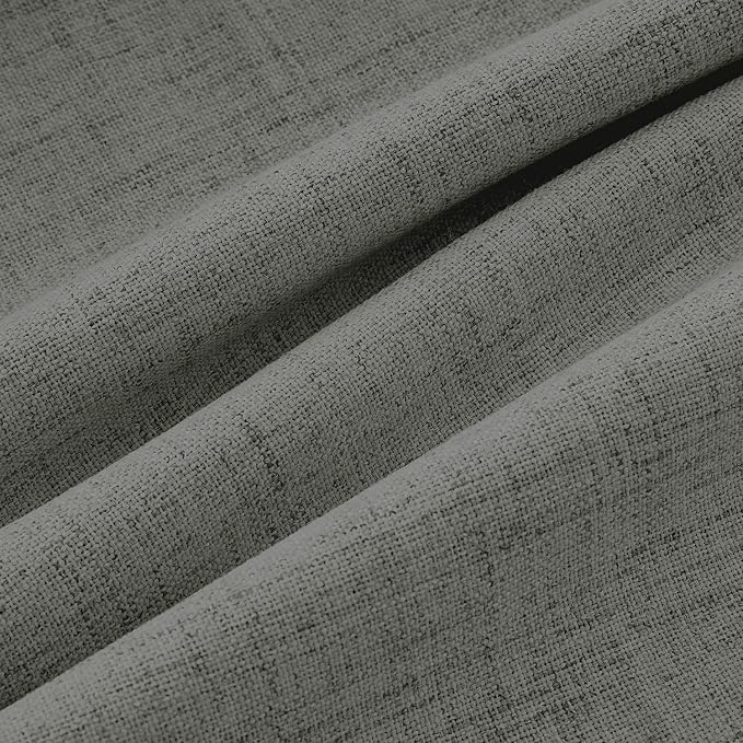 MIULEE 100% Blackout Linen Curtains 42 x 84 Inch Dark Grey 2 Panels | Thermal Insulated, Room Darkening Drapes for Bedroom Living Room, Back Tab Rod Pocket Pinch Pleated, Solid Luxury Decor