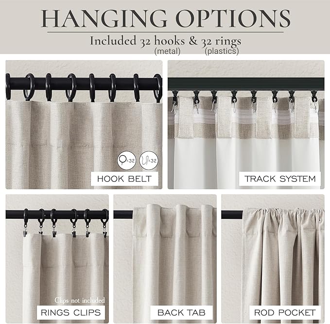 QJmydeco 120 Inch Curtains High Ceiling Tall Curtains for Living Room Long Large Window Drapes 120 Length/10 ft Heat Insulated Summer Luxury Bohemian Blackout Curtains Cottage (W50 xL120 2Panels)