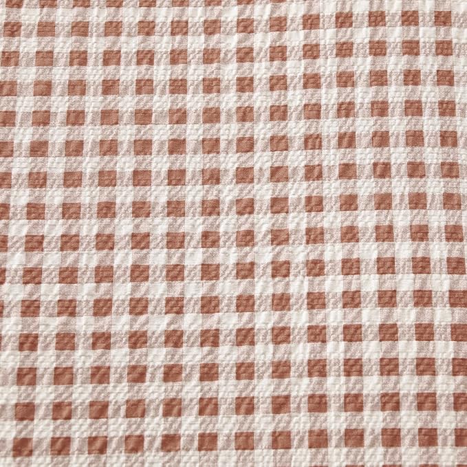 Brown Comforter Set Queen Soft Luxury Washed Microfiber 3 Pieces Bedding Set, White Brown Grid Pattern Comforter with 2 Pillowcases Breathable Durable Comfy