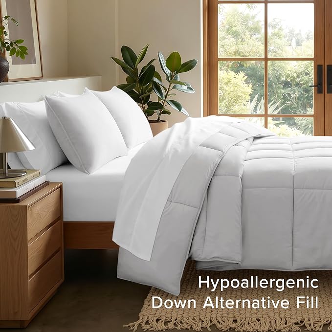 Bare Home Comforter Set - 1800 Ultra Soft (Oversized Queen, Cloud Grey) | All-Season, Breathable, Hypoallergenic, Premium 1800, Warm, Cozy