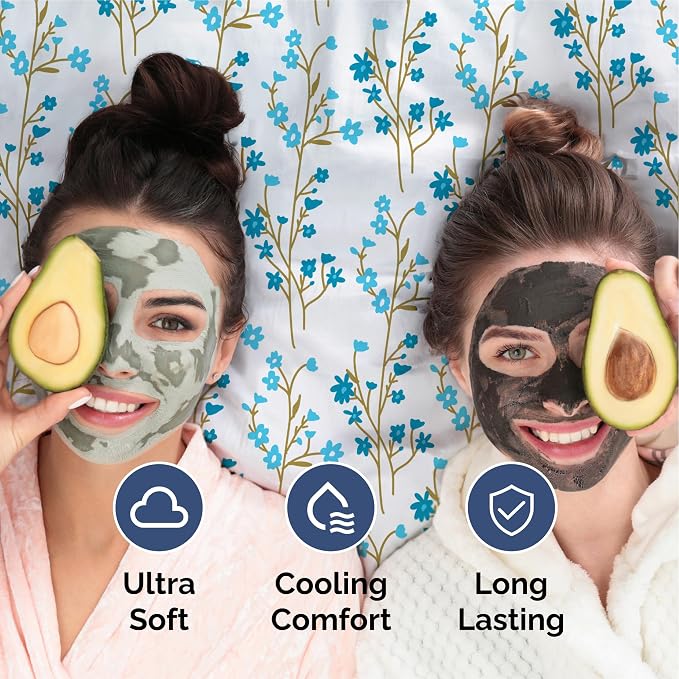 Queen 3 Piece Floral Sheet Set - Soft, Breathable & Cooling - Sea Spring | 1 Flat, 1 Fitted & 1 Pillowcase w/ Deep Pockets, Boho Botanical Floral Bedding, Breathable & Cooling, Wrinkle & Fade Free