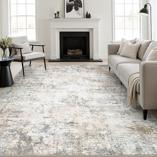 5x8 Area Rug Living Room: Modern Washable Indoor Soft Carpet Brown | For Bedroom Dining Room Farmhouse Nursery Hallway Office,Modern Abstract,Machine washable,Non-Slip,Stain Resistant,Indoor