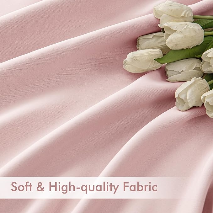 MIULEE Light Pink Back Tab Blackout Curtains 52x102 Inch Long 2 Panels Set | Rod Pocket Pinch Pleated, Thermal Insulated, Bedroom Living Room Darkening Drapes, Light Blocking Floor to Ceiling Curtains