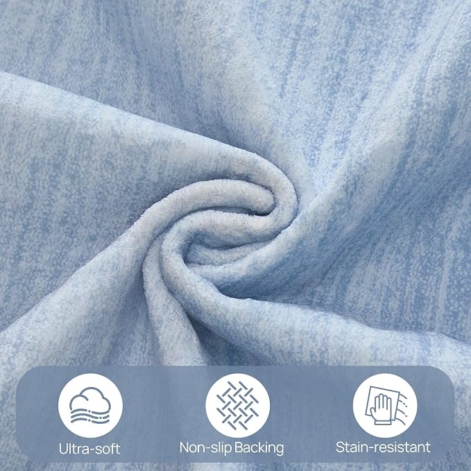 UERMEI 8x10 Washable Area Rug - Neutral Modern Abstract Living Room Rugs, Non-Slip Soft Large Indoor Floor Carpet for Bedroom Home Office & Under Dining Table Decor, Blue