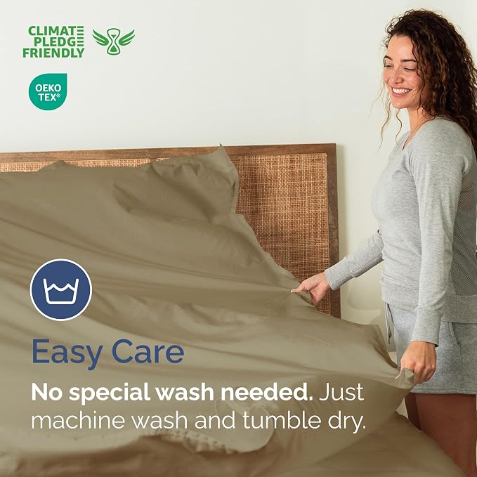 Cal King Flat Sheet - Single Top Flat Sheet Only - Soft & Cooling - Khaki | Hotel Luxury Top Flat Sheet Only, Ultra-Soft, Breathable & Cooling, Fade & Wrinkle Free, Easy-Care, Stain & Shrink Resistant