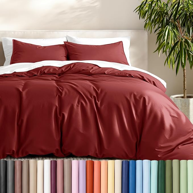 Bare Home Duvet Cover Set 1800 Ultra-Soft (California King, Rosewood) | Lightweight, Cooling, Breathable, Premium 1800 Ultra-Soft, All-Season