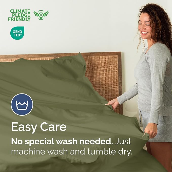 Cal King Flat Sheet - Single Top Flat Sheet Only - Cooling - Sage Green | Hotel Luxury Top Flat Sheet Only, Ultra-Soft, Breathable & Cooling, Fade & Wrinkle Free, Easy-Care, Stain & Shrink Resistant