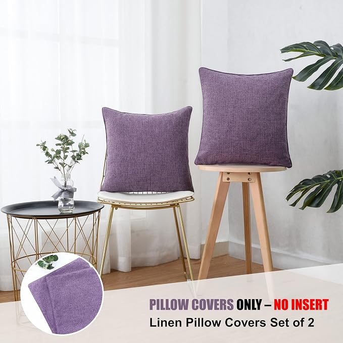 HPUK Throw Pillow Covers 18x18, Set of 2, Lavender Mist Couch Pillow Covers | Polyester fabric, solid-color design, hidden zippers, machine washable, for sofas and beds, inserts not included