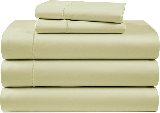 LANE LINEN Split King Cooling Sheets 100% Egyptian Cotton Sateen - Seafoam | Split King Deep Pocket Sheets - 5-Piece Set, For A Luxurious Night's Sleep, For A Silky Hotel-Style Bed, Luxe Sheen
