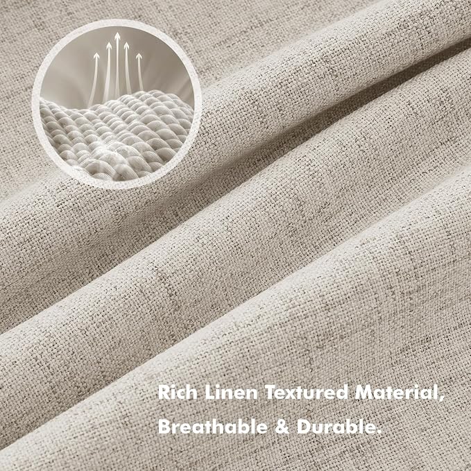 MIULEE 100% Blackout Linen Curtains for Bedroom 42 x 96 Inch Stone 2 Panels | Thermal Insulated, Room Darkening Drapes for Living Room, Back Tab Rod Pocket Pinch Pleated, Solid Luxury Decor