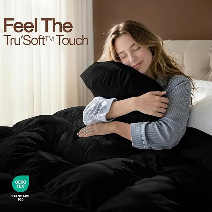 Utopia Bedding Twin Comforter, Duvet Insert, Black, 64 x 88 Inches | Soft and Fluffy Down Alternative Bed Comforter, All Season, Breathable, Corner Tabs, Box Stitched, Durable, Machine Washable