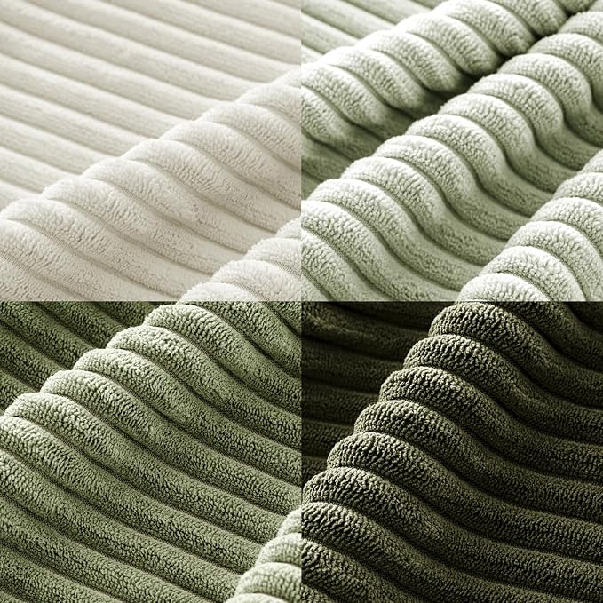 MIULEE Soft Corduroy Decorative Throw Pillow Covers Light Green 18x18 | Set of 4, Mordern Nordic Decor, Light Green Gradient Matching, Boho Farmhouse Cushion Covers for Couch Bed Sofa Living Room