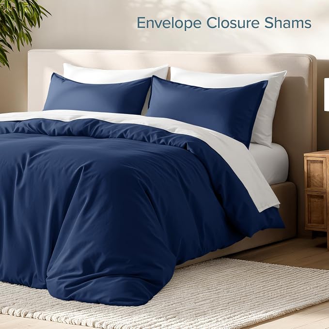 Bare Home Bedding Duvet Cover Queen Size - Premium 1800 Super Soft Duvet Covers Collection - Lightweight, Cooling Duvet Cover - Soft Breathable Bedding (Queen, Dark Blue) | Lightweight, Cooling, Breathable, Premium 1800 Ultra-Soft, All-Season