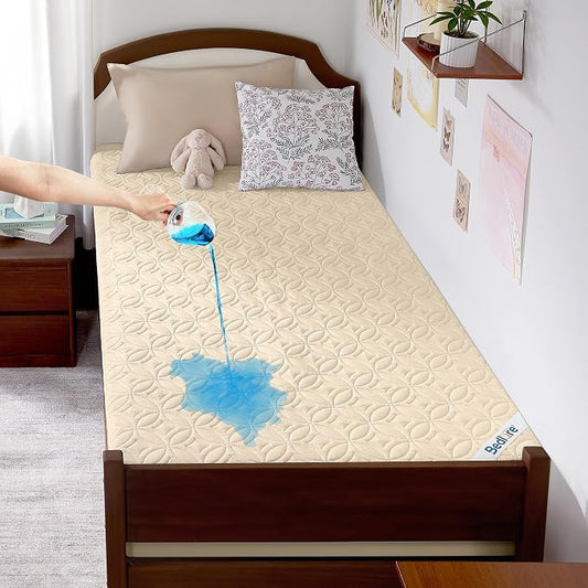 BEDLORE Waterproof Mattress Protector, Twin XL Size Mattress Pad | Deep Pockets Fit 6"-15" Mattresses, Soft Breathable Dirt-proof Bed Mattress Cover for Bedroom, College Dorm (Beige)