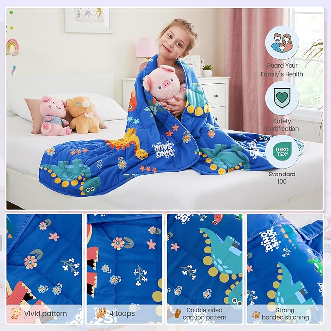 Dinosaur Weighted Blanket 5lbs Dino Small Heavy Throw Blanket Gifts 36"x48" | Dinosaur Blanket, Breathable Cooling Weighted Throw Blanket, 5lbs Bed Blanket For Rest, Fun Birthday Gift For Dinosaur Lovers