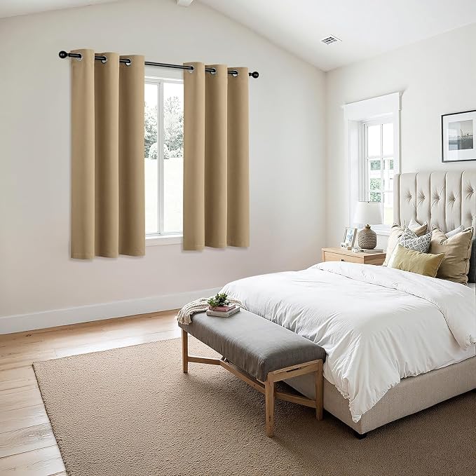 MIULEE Blackout Curtains for Bedroom 2 Panels 40 x 45 Inch Long Taupe Brown | Thermal Insulated, Living Room Darkening Grommet Drapes, Noise Reducing, Light Blocking Window Treatments