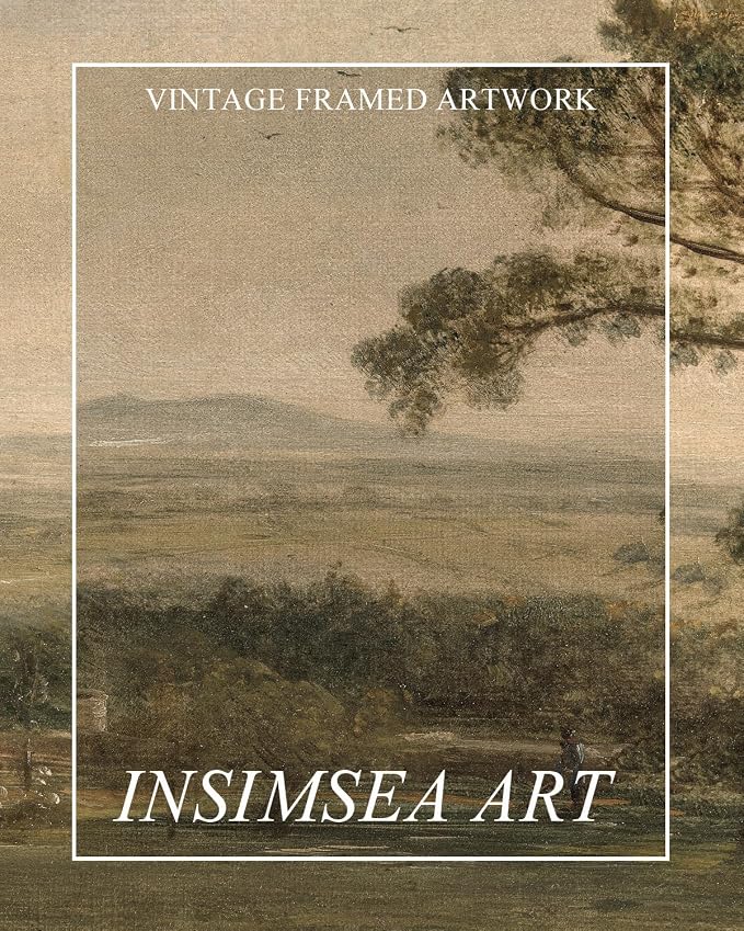 InSimSea Extra Large Framed Vintage Wall Art, Rustic Landscape, 20x40inch | Living Room Country Farmhouse Decor, Countryside Canvas Prints, Retro Long Picture for Bedroom Above of Bed