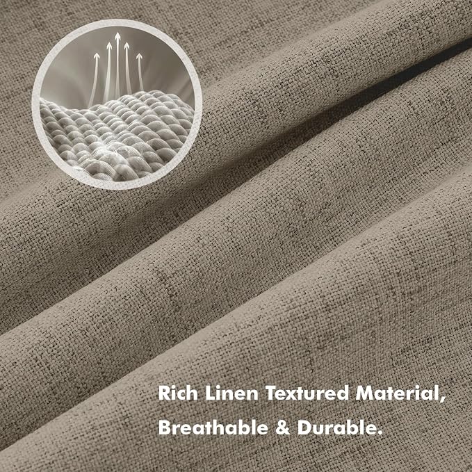 MIULEE 100% Blackout Linen Curtains 42 x 63 Inch Faux Linen 2 Panels | Thermal Insulated, Room Darkening Drapes for Bedroom Living Room, Back Tab Rod Pocket Pinch Pleated, Solid Luxury Decor