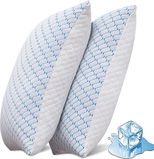 Memory Foam Pillows Queen Size Set of 2,Cooling Pillow for Side Sleepers | Adjustable Firm Pillow,Breathable Washable Removable Covers, for Hot,Side,Back,Stomach Sleeper,Relieve Shoulder Neck Pain