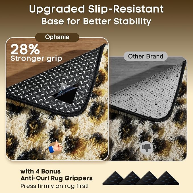 Ophanie 6x9 Leopard Rugs for Bedroom Living Room, Cheetah Print Rug Fluffy Shag Large Fuzzy Plush Soft Throw,Large Shaggy Floor Faux Animal Throw Carpets,Decor Aesthetic with Over 99 pcs Pile fibers