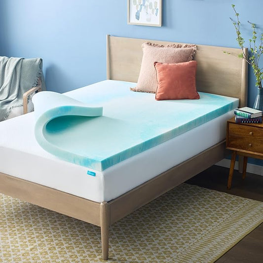 Linenspa 3 Inch Swirl Gel Memory Foam Mattress Topper, King Size – Cooling Gel Infused, Ventilation Holes – Pressure Relieving Bed Topper – CertiPUR Certified