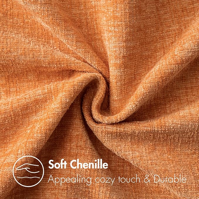 MIULEE Soft Chenille Fall Throw Pillow Covers Orange 16x16 Inch Pack of 2 | Modern Fall Home Decor, Classic Decorative Pillows, Solid Dyed Cases, Boho Couch Cushion Covers for Sofa Bed Living Room