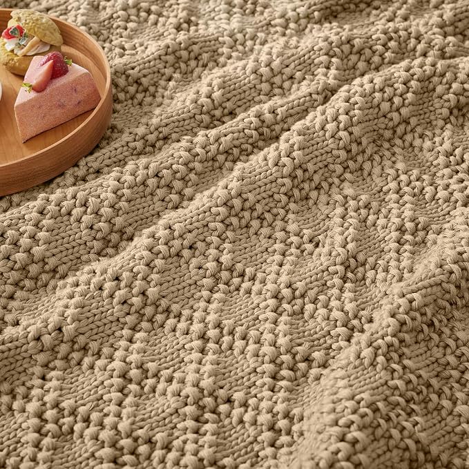 Anysay Knitted Weighted Blanket for Adult,Chunky Knit Throw 60''*80'' 20lbs | Cooling Weighted Blanket for Sleep Breathable Machine Washable Fall Heavy Blanket for Room Decor(Queen）