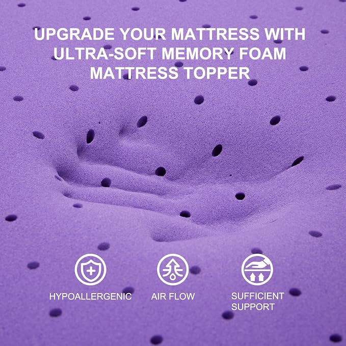 SINWEEK 3 Inch Gel Memory Foam Mattress Topper Ventilated Soft Pressure Relieve Mattress Pad, Breathable Bed Topper, CertiPUR-US Certified, Queen Size | Ventilated Soft Pressure Relieve Mattress Pad, Breathable Bed Topper, CertiPUR-US Certified