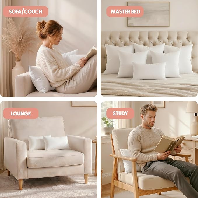Utopia Bedding 14x22 Pillow Inserts, White Throw Pillows for Couch, 2 Pack | 100% Virgin Filling, Indoor Cushion Inserts for bed, sofa & couch, Extra Filled, Supportive & Fluffy Decorative Pillows