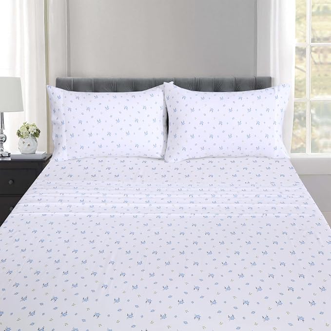RUVANTI 100% Cotton Percale Sheets Twin XL, Phulkari | Crisp Cooling, Deep Pocket 16", Soft Breathable & Durable, Hotel-Style, 3 Piece Set