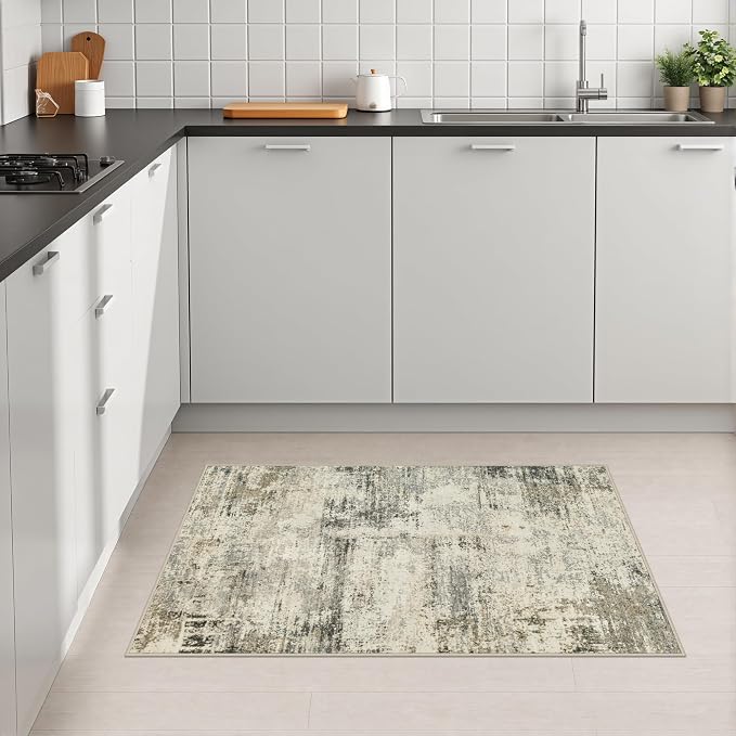 2x3 Washable Entryway Rug: Modern Abstract Soft Carpet Ash Brown | For Entrance, Bedroom, Kitchen, Laundry, Bathroom,Door Mat,Modern Abstract,Machine washable,Non-Slip,Stain Resistant,Indoor