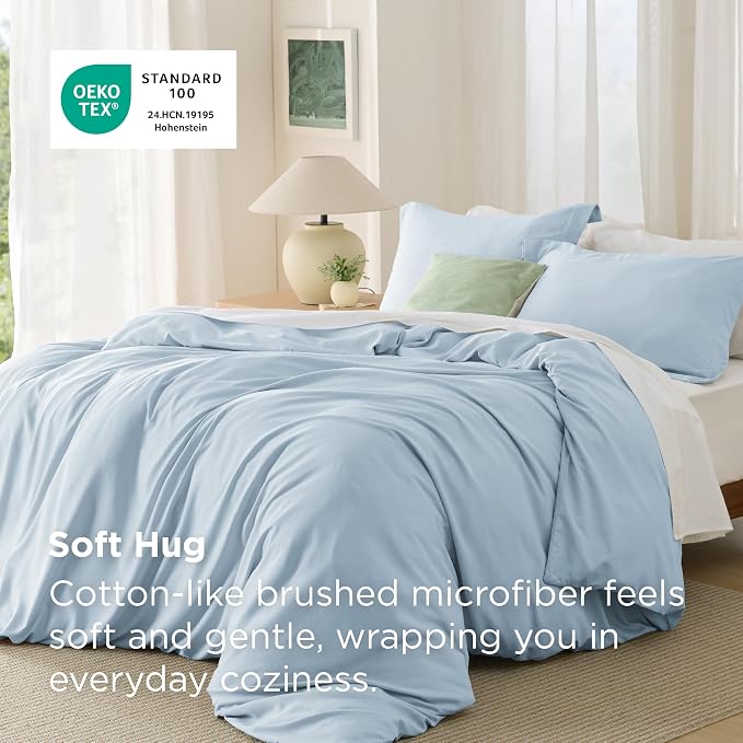 Bedsure Oversized King Duvet Cover, Double Brushed Bedding Set, Light Blue | For Kids & Adults, 120"x98" Comforter Cover, Hotel Luxury, All Season, Breathable, Easy Care, Lightweight, Zipper Closure