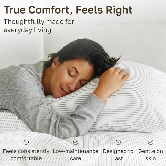 California Design Den Soft 100% Cotton King Size Bedsheets Set | 400 Thread Count Backed by Good Housekeeping Seal, 16" Deep Pocket, All-Around Elastic, Durable, Easy Care - Pinstripe Print