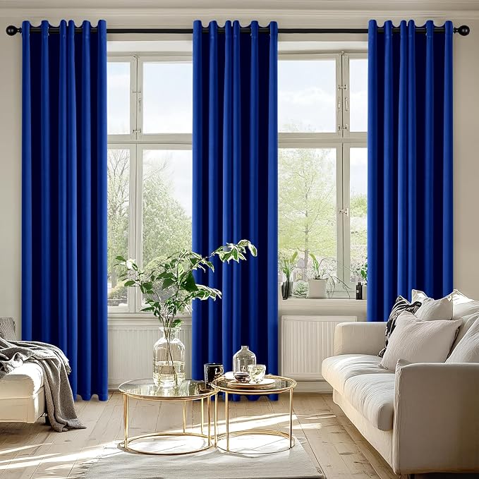 MIULEE Blackout Curtains for Bedroom 2 Panels 40 x 72 Inch Long Royal Blue | Thermal Insulated, Living Room Darkening Grommet Drapes, Noise Reducing, Light Blocking Window Treatments