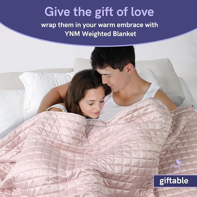 YnM Cooling Weighted Blanket for Adults, 15lbs Heavy Bed Throw Comforter with 100% PE Fabric, Ideal for Hot Sleepers or Summer Days(60x80 Inches for Queen/King Bed, 15 Pounds, Pink)