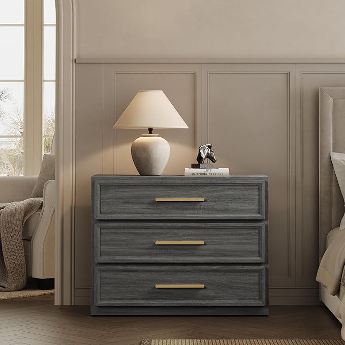 SICOTAS Oversized Night Stand Set 2 for Bedroom 31.3" Bedside Table | Extra Large Nightstands with Storage Tall Bed Side Table Set of 2 Side Table with 3 Drawer Modern End Tables for Sofa Couch